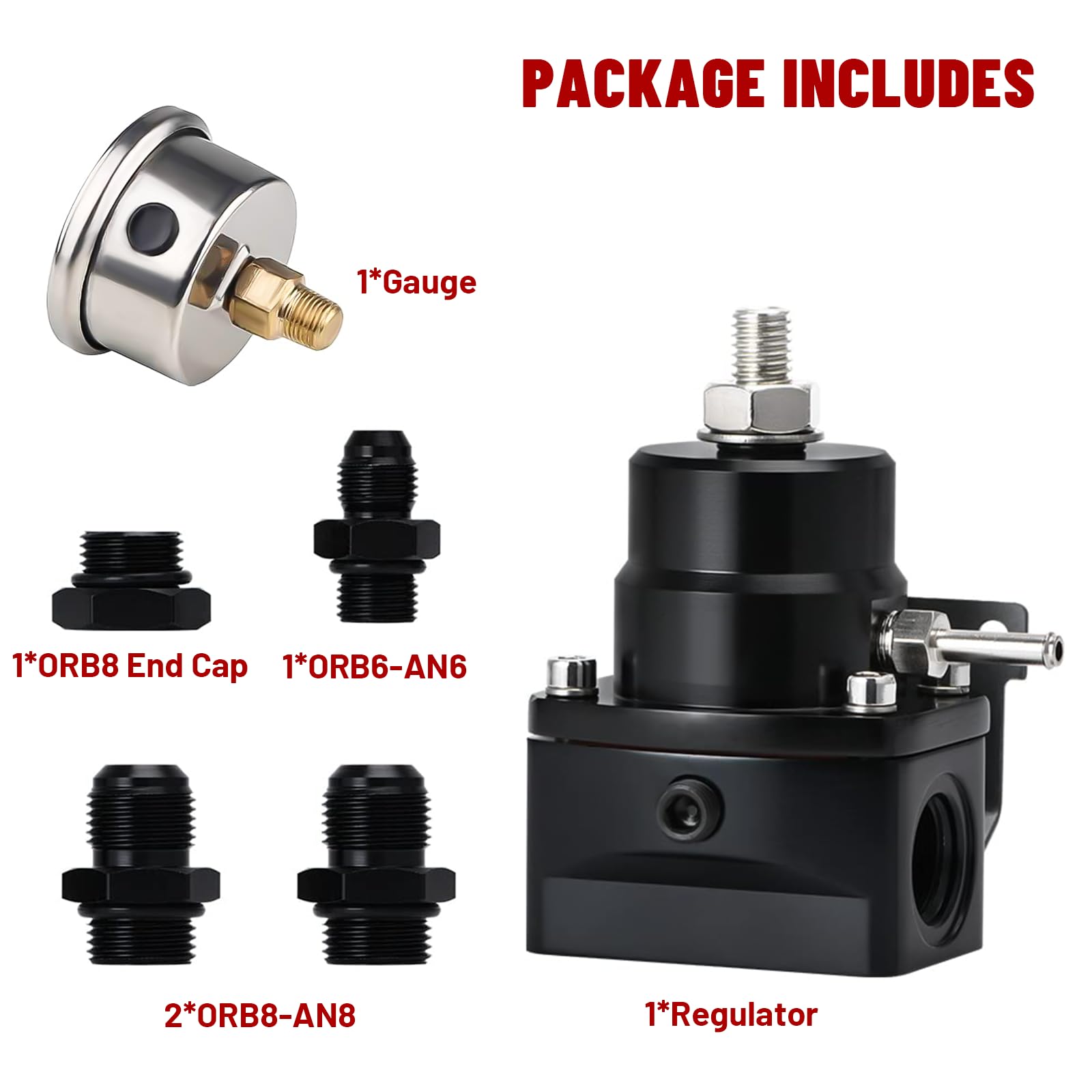 Fuel Regulator EFI Fuel Pressure Regulator Kit - Adjustable 0-100 PSI ...