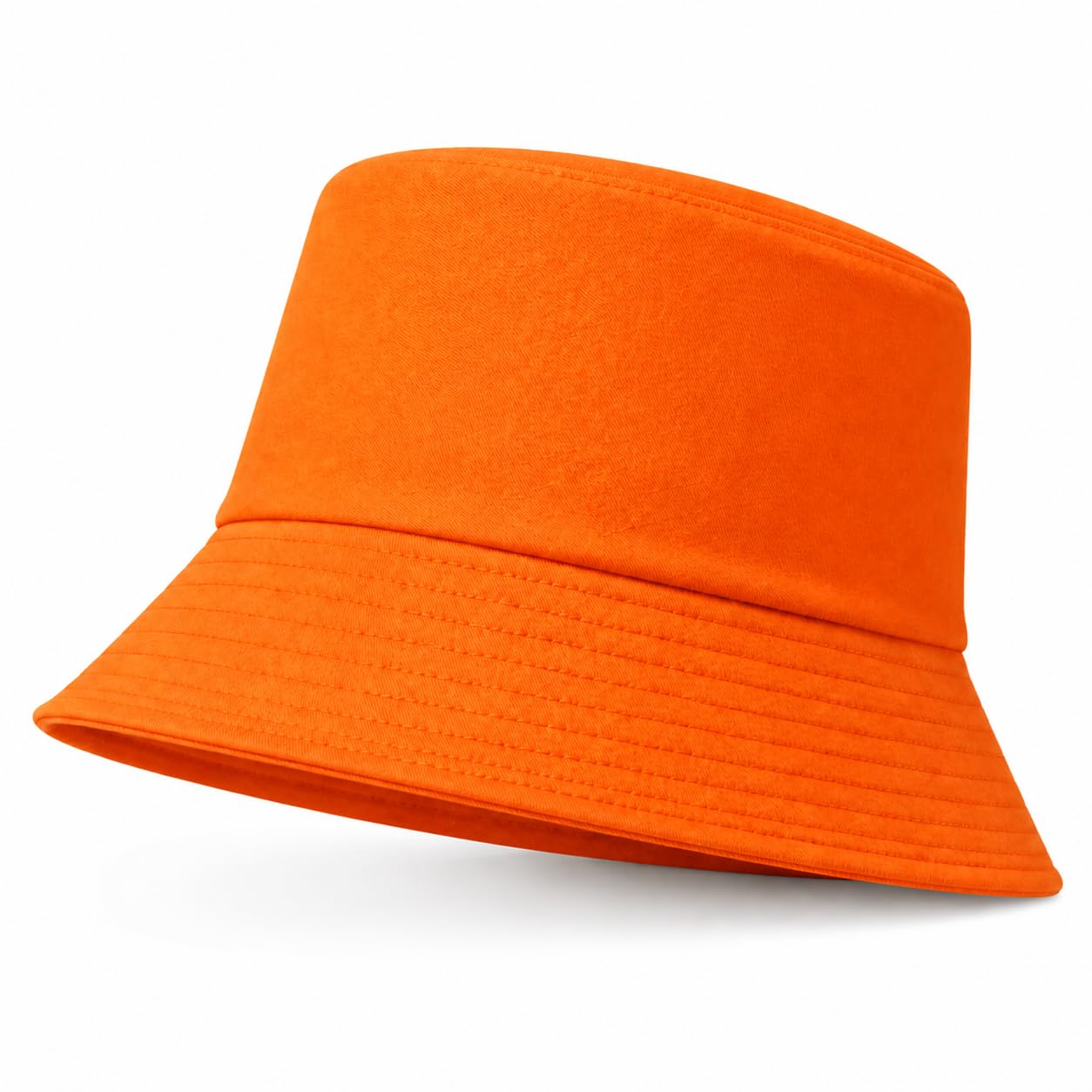 Truebuy Unisex Orange Bucket Hat Sun Protection Hat Lightweight Cotton Wide Brim Summer Hat For Men Women Packable Fishing Hiking Travel Festival Beach (Orange)