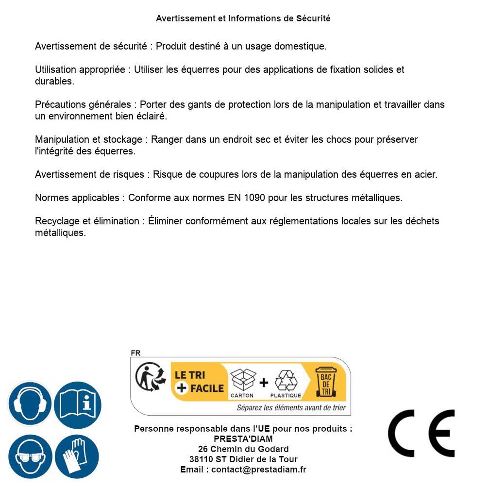 68 escuadras individuales 60 x 60 x 60 x 2,5 mm – Zinc blanco – D-Work