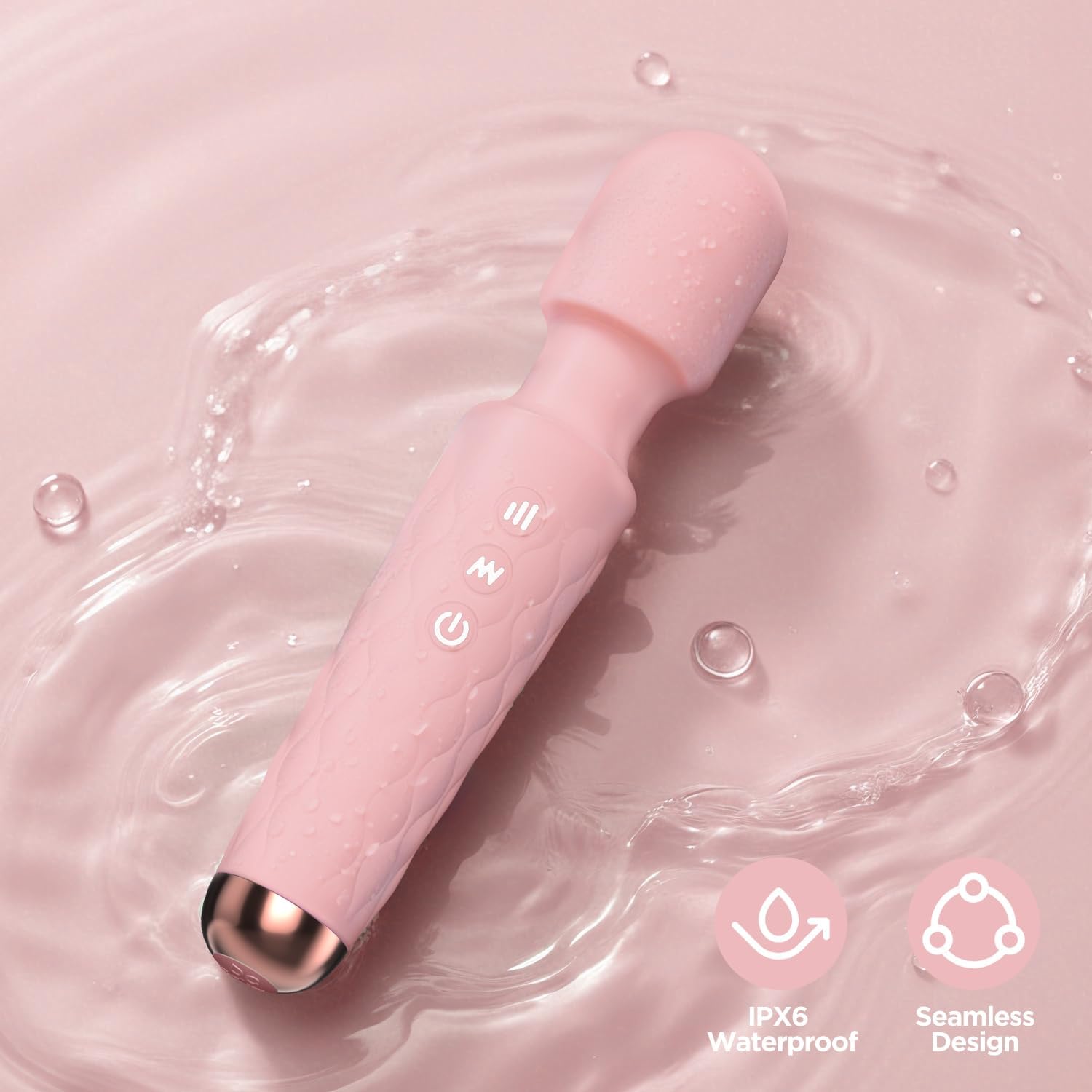 Personal Massager - 4H Max Runtime & Ultra-Quiet - Waterproof - 20 Modes 8 Speeds for Deep Tissue Back Massage, Post-Workout Recovery and Neck Muscle Relaxation(Pink) - Image 4