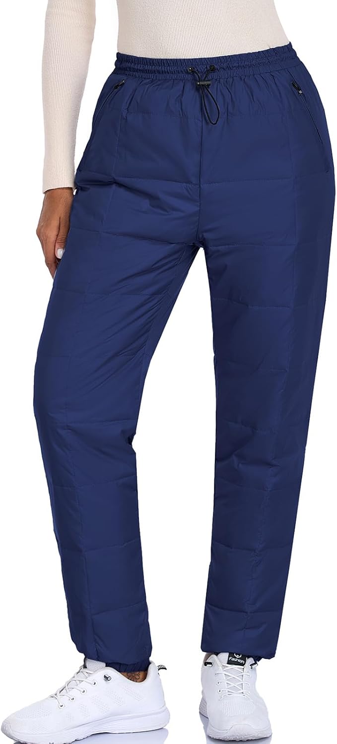 YEEFINE Women's Snow Pants Winter Warm Down Pants Insulated Utility Puffer Pants Ski Camping Trousers - Image 8