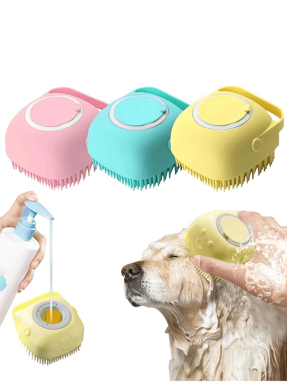 Body Scrubber with Soap Dispenser Brush, Silicone Exfoliating Brushes, Soft Body Exfoliator, Bath Loofah for Babies, Kids, Women, Men and Pets (Multicolor) - Pack of 1-image-12