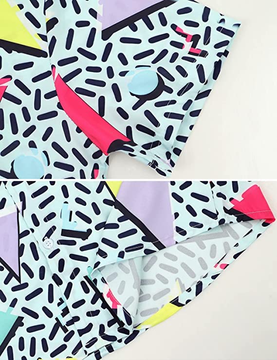 Men's Multicolor Casual Short Sleeve Button Down Shirts4