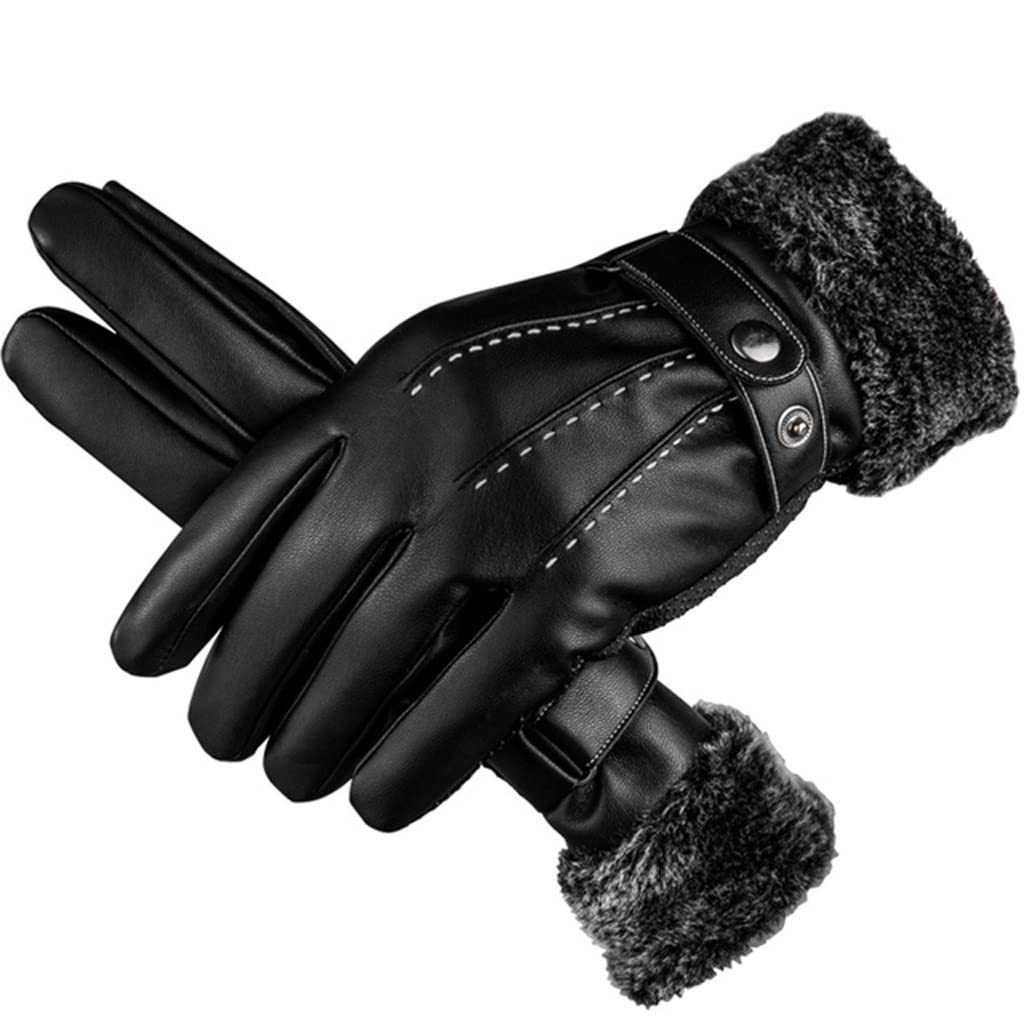 Gloves Mens Winter Thickened Touch Screen Outdoor Riding Warm Riding Motorcycle Leather Gloves