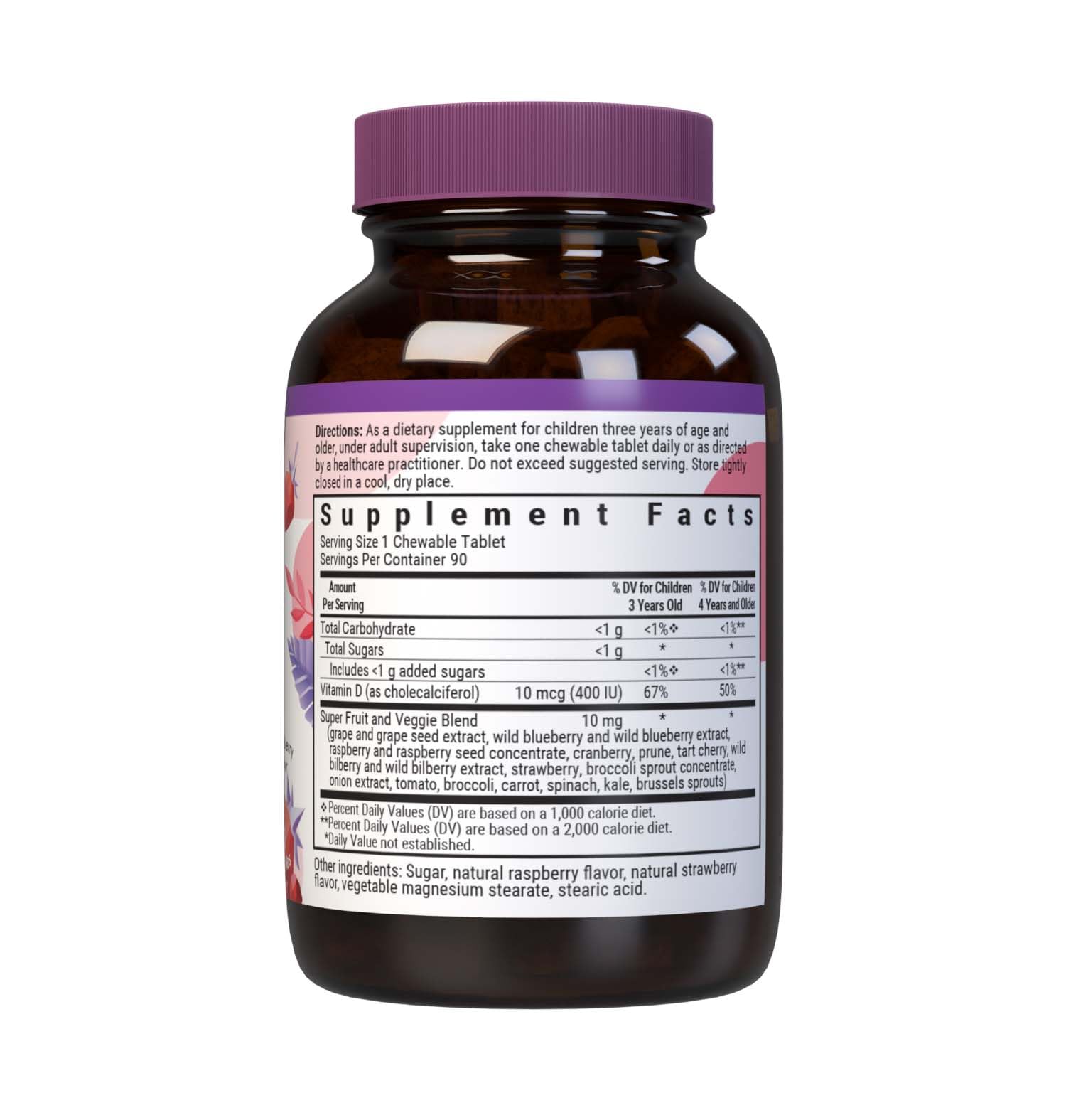 Bluebonnet Nutrition Rainforest Animalz Vitamin D3 400 IU Chewable Tablet, Soy, Dairy & Gluten-Free, Non-GMO, Kosher Certified, Vegetarian Friendly, Natural Mixed Berry Flavor, 90 Count — Amazon image 2