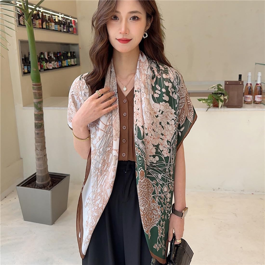 XL 43 Inch Extra Large Square Scarf Fashion Scarves Silk Feeling Hair Scarf Wrapping Scarfs Night Sleeping Headscarf - Image 2