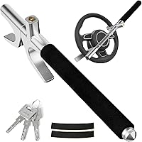 MONOJOY Universal Steering Wheel Lock with Safety Hammer - Heavy Duty Anti-Theft for Cars Trucks SUVs, Adjustable Black