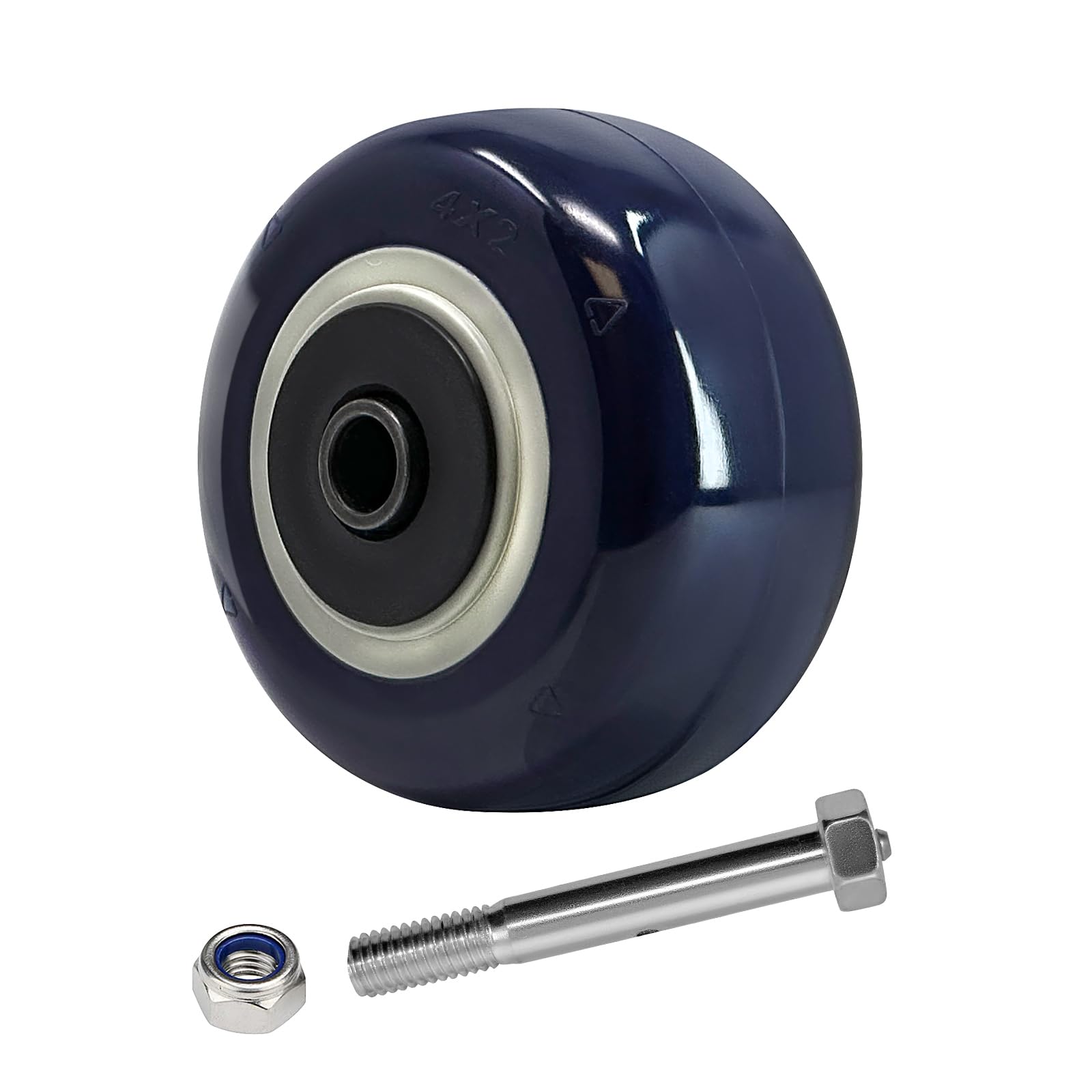 Ruote girevoli da 10,2 x 5,1 cm, in poliuretano di alta qualità su nucleo in polipropilene, foro da 1/2", cuscinetti a sfera di precisione, capacità 272 kg per ruota (confezione da 10)