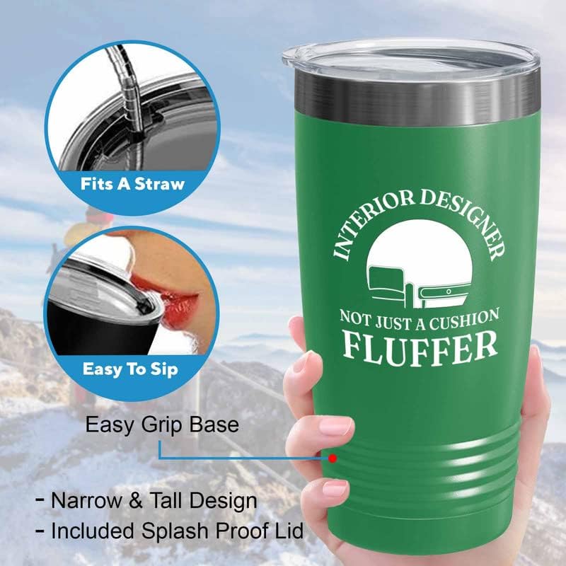 Interior Designer Green Edition Ringneck Tumbler 20oz - Not A Cushion Fluffer - Interior Decorator Builder Arranger Organizer Home House Office Room Homestyler Artificer Aesthetician