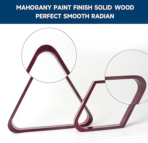 Vista 26 de GSE Games & Sports Expert Billar de madera maciza triángulo de 8 bolas/9 bolas de diamante para bolas de billar de 2-1/4 pulgadas, accesorios