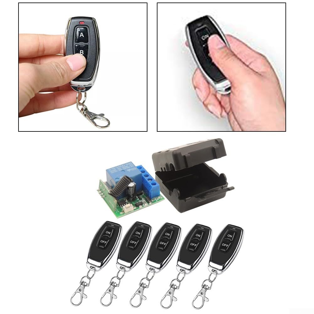 HEBEOT 433 MHz Funkfernbedienung Set - 3 Sender Mit Relaisempfänger 12V DC