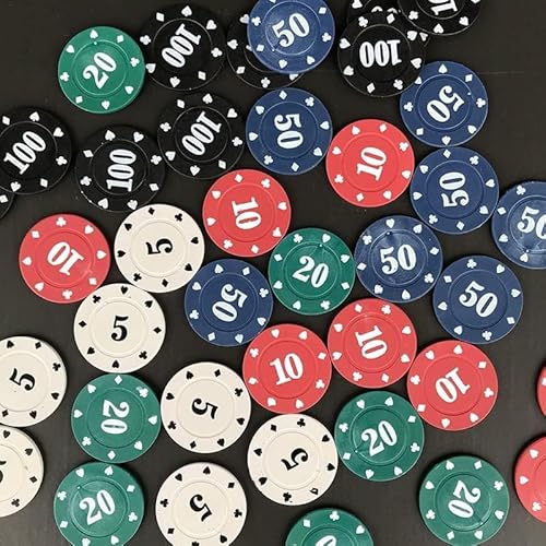 LHTHT 100PCS Pokerchips,Pokerkoffer Schwarze Samttasche,Pokerset,5 farbige Zählzähler.