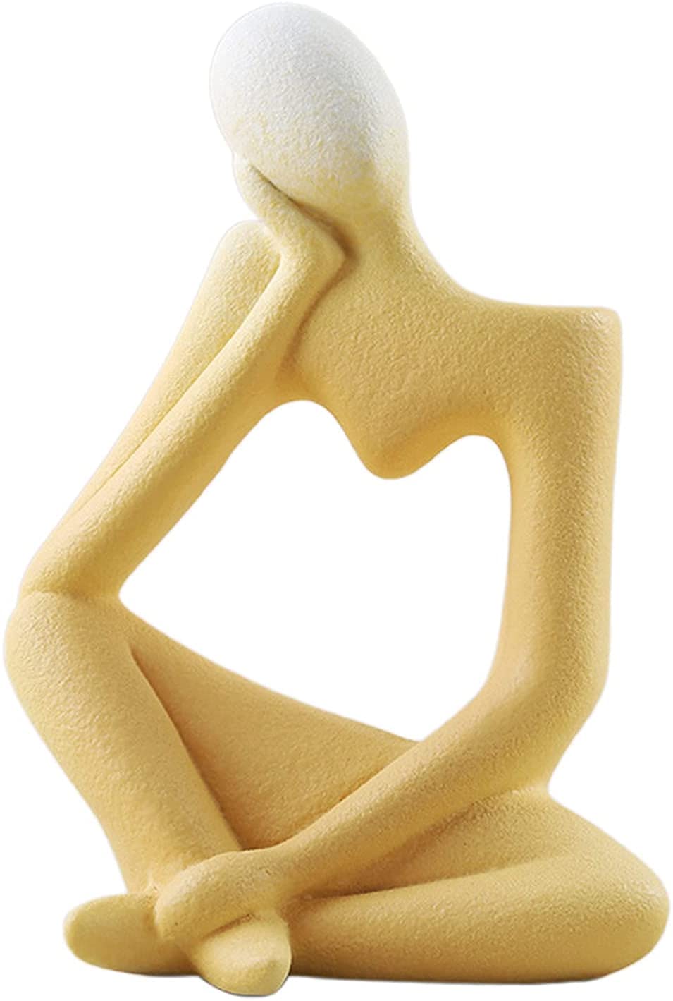 Joylern Yellow Thinker Figurine Resin Thinker Statue Modern Abstract Sculpture Thinker Sculptures For Home Office Desktop Crafts Gifts