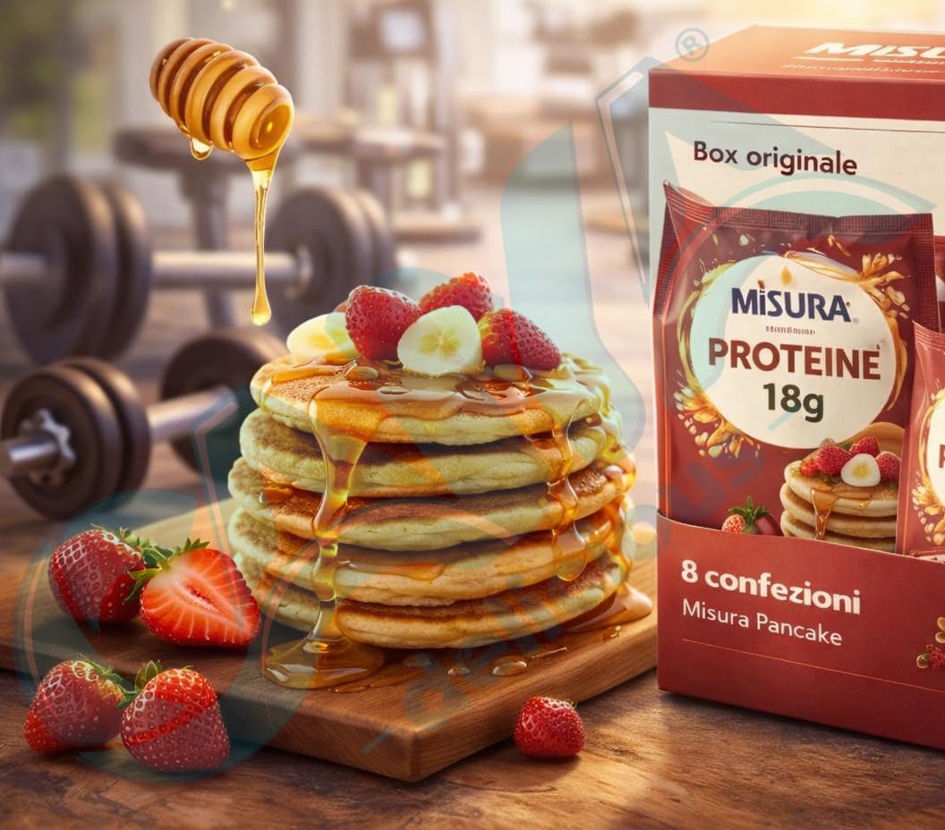 Misura Pancake Protein - BOX ORIGINALE 8 Confezioni (1,6 kg) | 64 Pancake Proteici | -40% Zuccheri | Colazione Proteica Pronta
