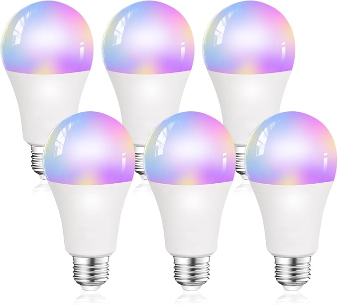STAR INTERCONNECTION Bombilla Inteligente Alexa LED E27, 10W Equivalente a 80W, A60 1000Lm Wifi Bombilla Colores Regulable, Compatible Con Google Assistant/Alexa/Smart Life,Paquete 6