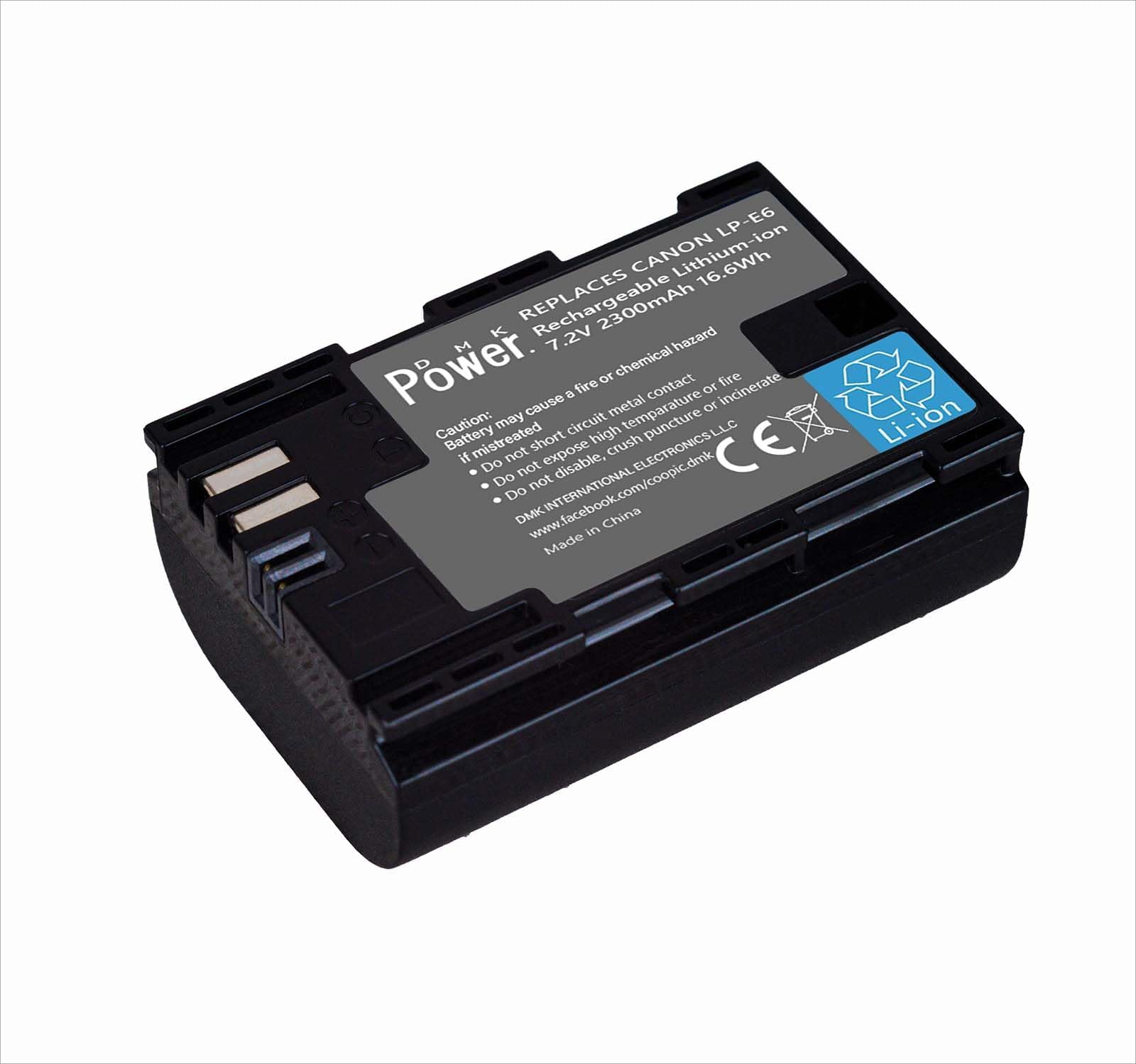 DMK Power LP-E6 LP-E6N Battery 2300mAh Compatible with Canon EOS R 60D 70D 80D 5D II 5D III 5D IV 5Ds 6D 6D Mark II 7D 7D Mark II C700 XC10 XC15 Cameras