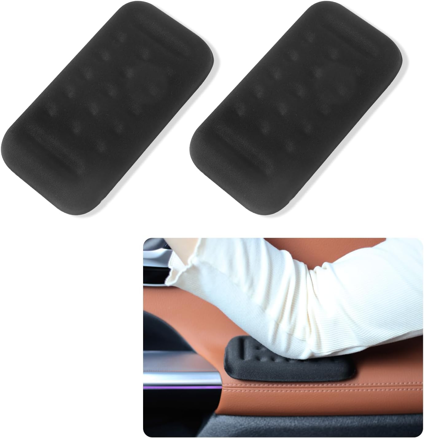 Woniyal Car Door Armrest Pad for Dacia Bigster SUV 2025, 4PCS Memory Foam Elbow Cushion Self-Adhesive Interior Side Door Rest Pillow Support Matte Black