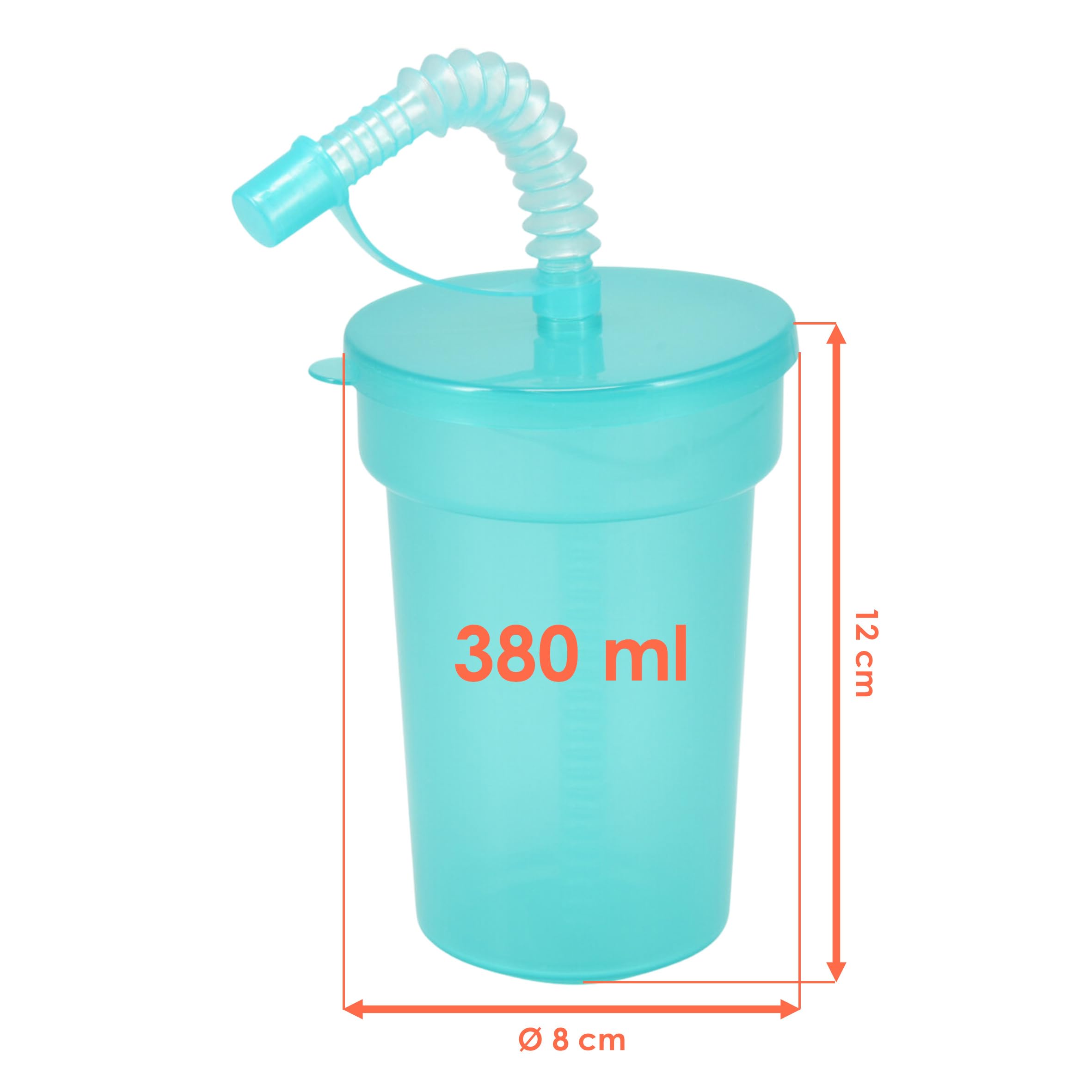 Lot de 6 gobelets réutilisables en plastique pour enfants - Colorés - Avec couvercle et paille - 380 ml - Avec paille flexible refermable - Gobelets en plastique réutilisables pour l'été et le jardin