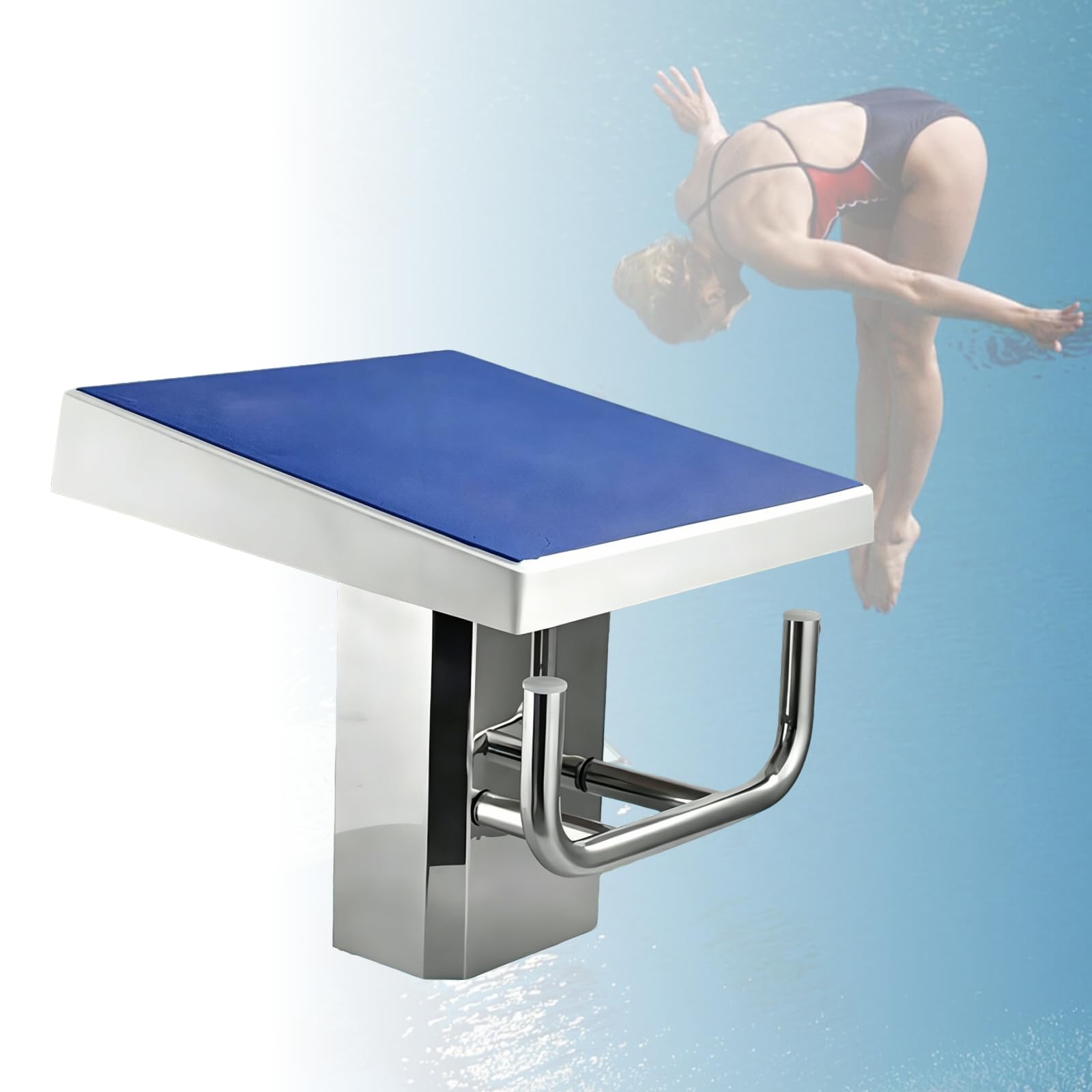 ZHENYUWANG Swimming Diving Board, Heavy-Duty Stainless Steel Pool Diving Board, Swimming Pool Platform, Non-Slip Rubber Surface, Professional Heavy-Duty Diving Board With Handrails