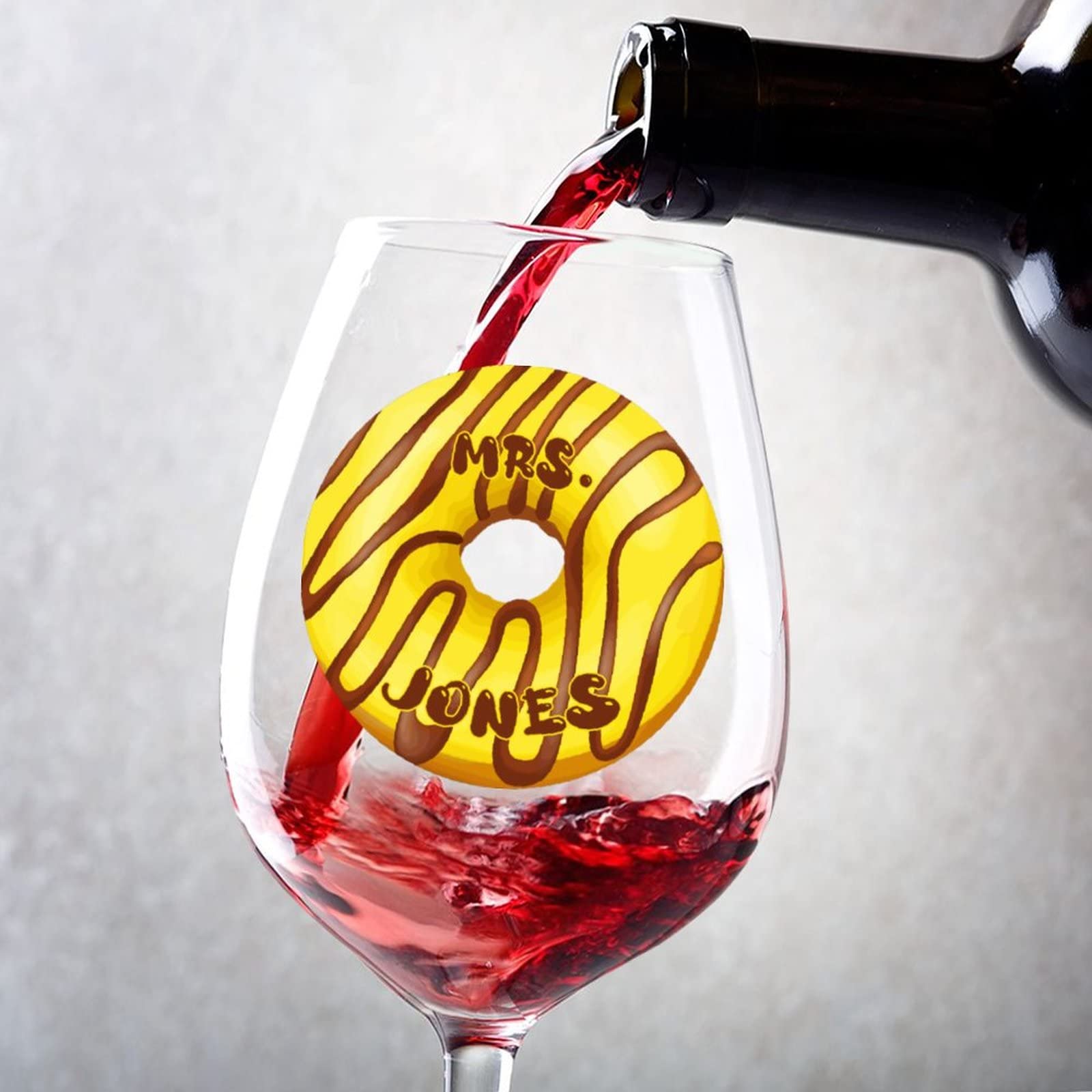 Verres à vin rouge donuts personnalisés lot de 2 avec longue tige de 480 ml