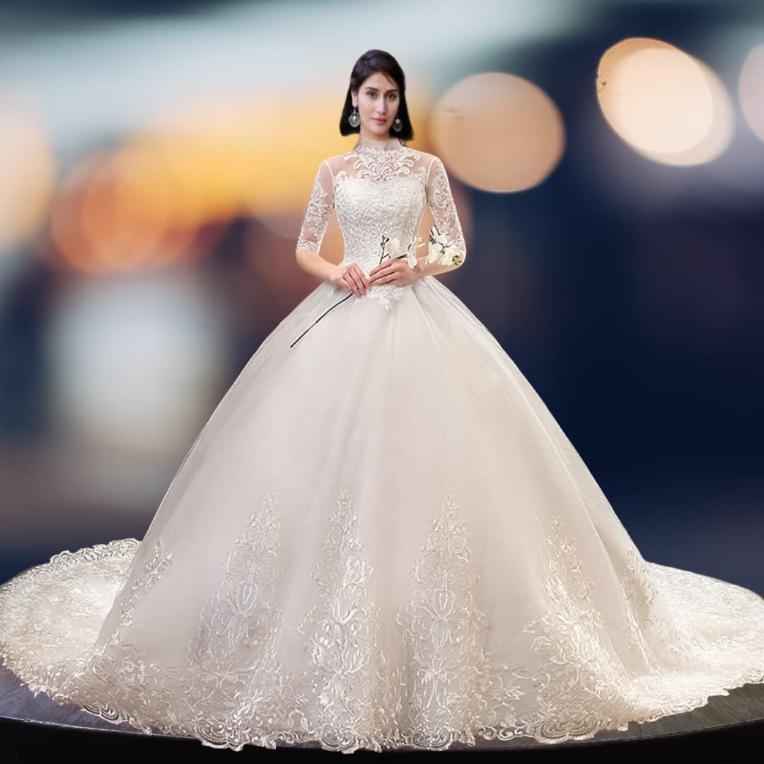 Gownlink White Full Stitched With Layers Christian Wedding