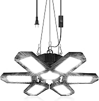 SEOBIOG 200W Deformable Garage Light, 20000LM Linkable LED Shop Light 6500K, Plug-in Hanging with 10ft Cord for Workshop & Workbench