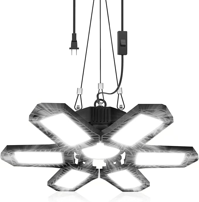 Plug in Garage Light 200W 20000LM Plug in LED Shop Light, 6500K Garage Lighting, Linkable LED