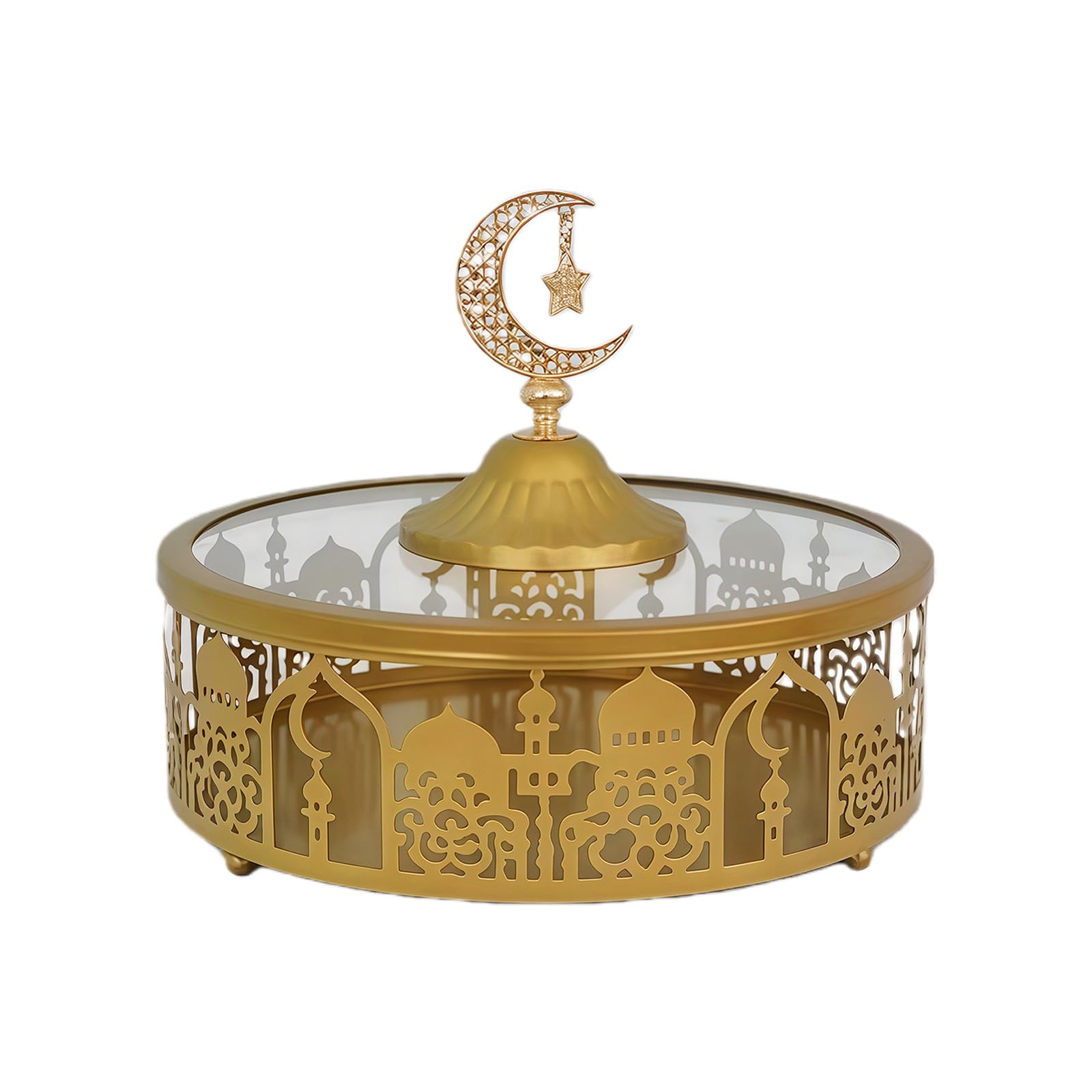 hogtnd Elegant Iron Serving Tray for Storing Festive Snacks with Secure Base Electroplated Decorative Iron Serving Bowl