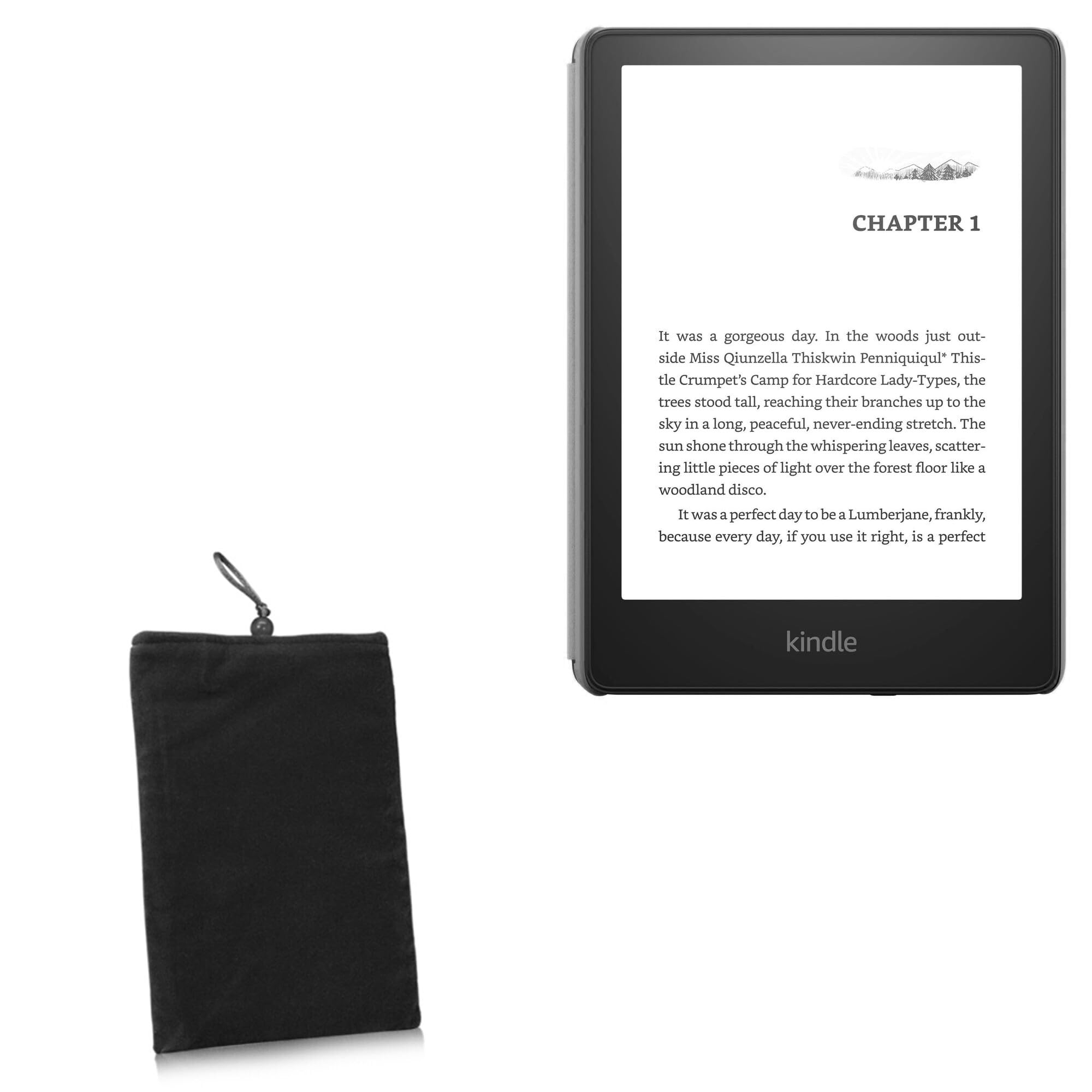 BoxWave Case Compatible with Amazon Kindle Paperwhite Kids - Velvet Pouch, Soft Velour Fabric Bag Sleeve with Drawstring - Jet Black