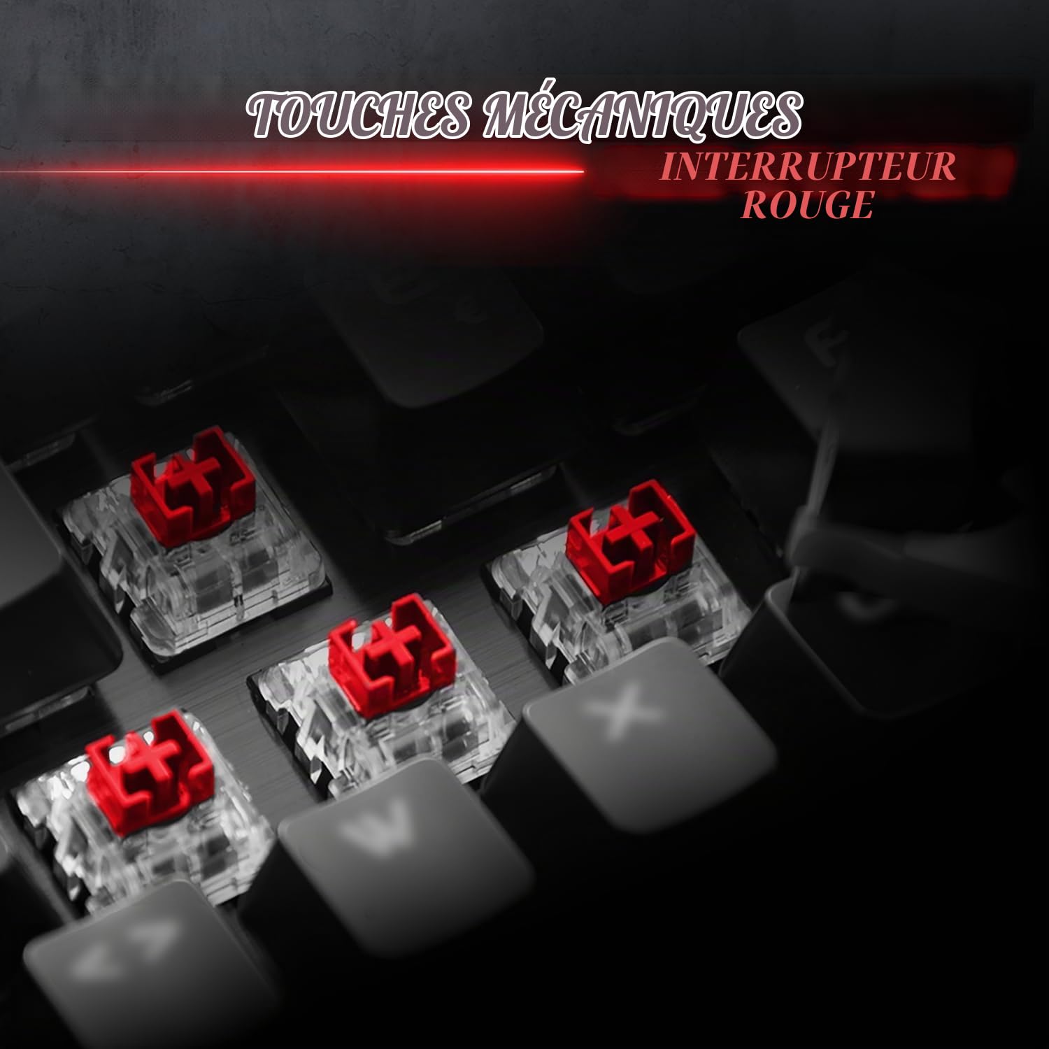 Spirit Of Gamer - XPERT K250, Clavier Gamer Mecanique AZERTY Swtich Rouge, 17 Modes de Rétroéclairage RGB, Technologie N-Key Rollover 26 Touches Antighosting, Connexion Filaire, 2 Switchs Inclus, Noir