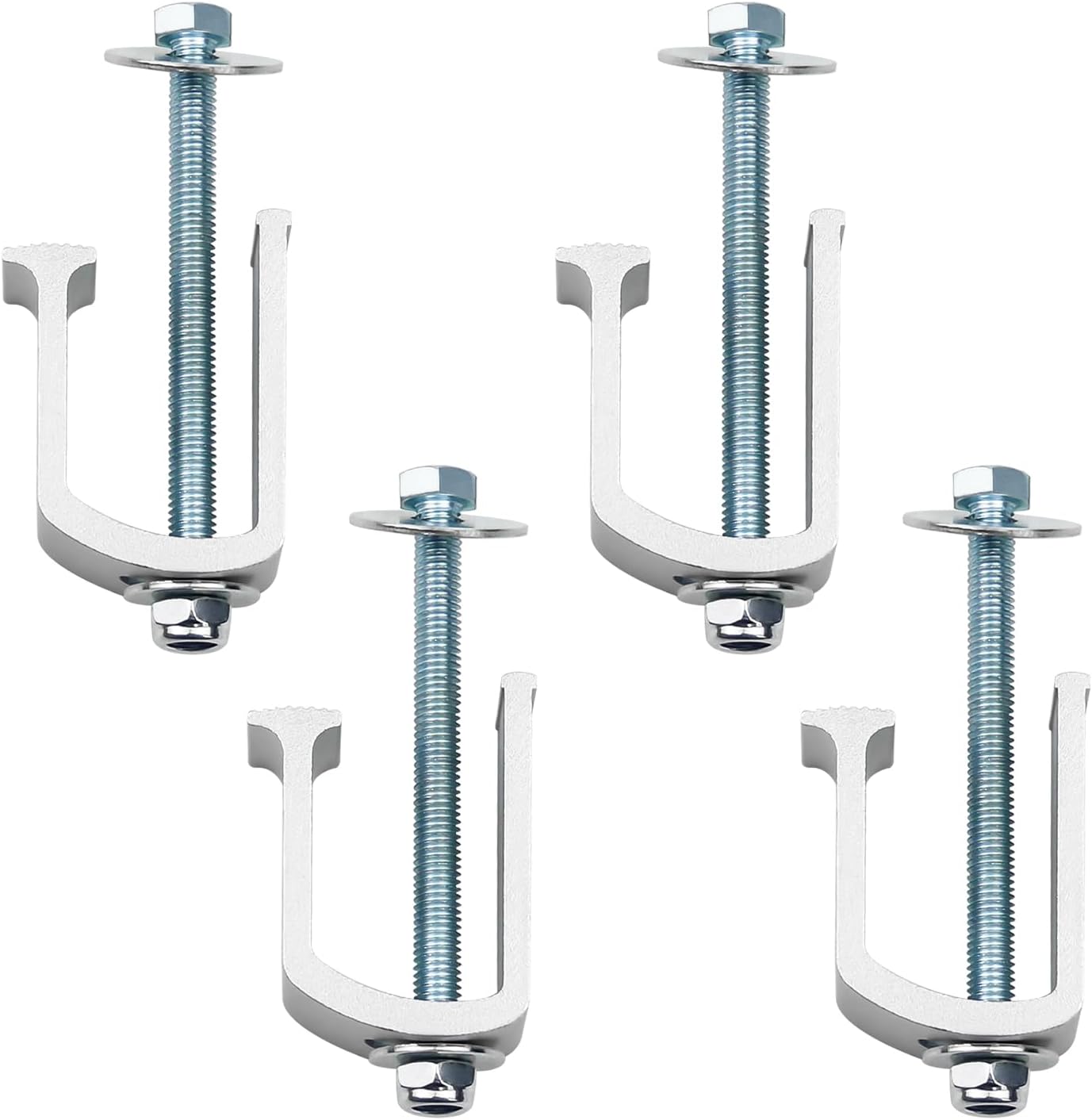 New Pack of 4 Heavy Duty Aluminum Alloy Truck Bed Tool Box Clamps With Bolts, Nuts, Washers, No-Drill Easy Mount Universal Tie Down Clips Toolbox Mounting Kit for Pickup Camper, Silver Surface