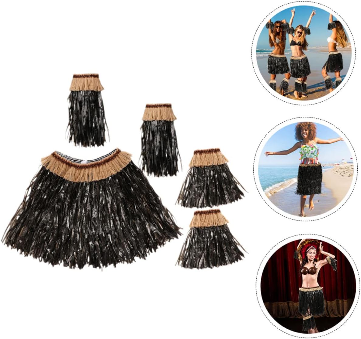 Hawaiian Grass Skirt Set for Women Luau Party Hula Skirt Lightweight Tropical Beach Costume Accessory for Summer Events - Image 4