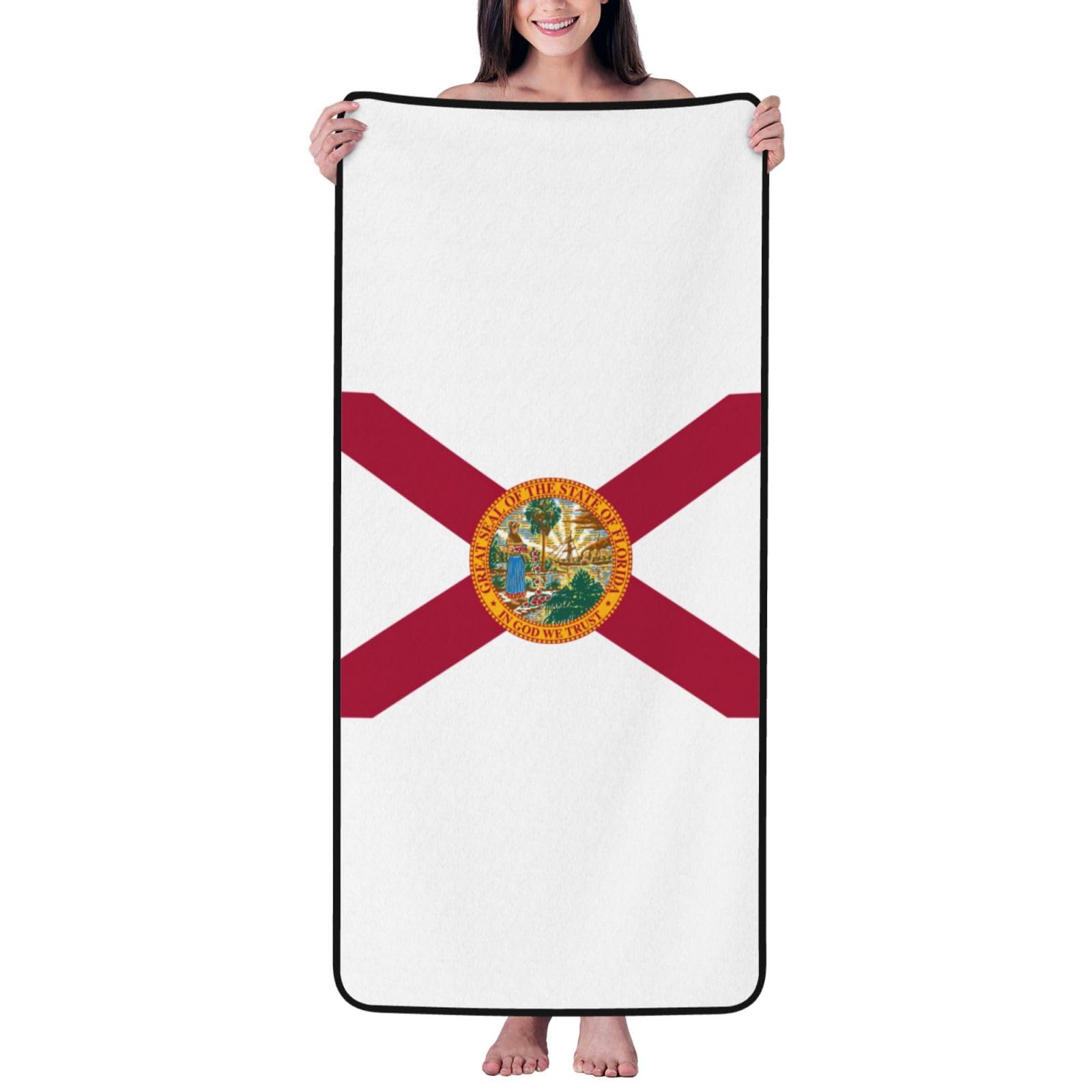 pojknbv Flag Of Florida Print Comfortable Coral Velvet Bath Towel Home Bathroom Hotel Spa Beach Travel Holidays