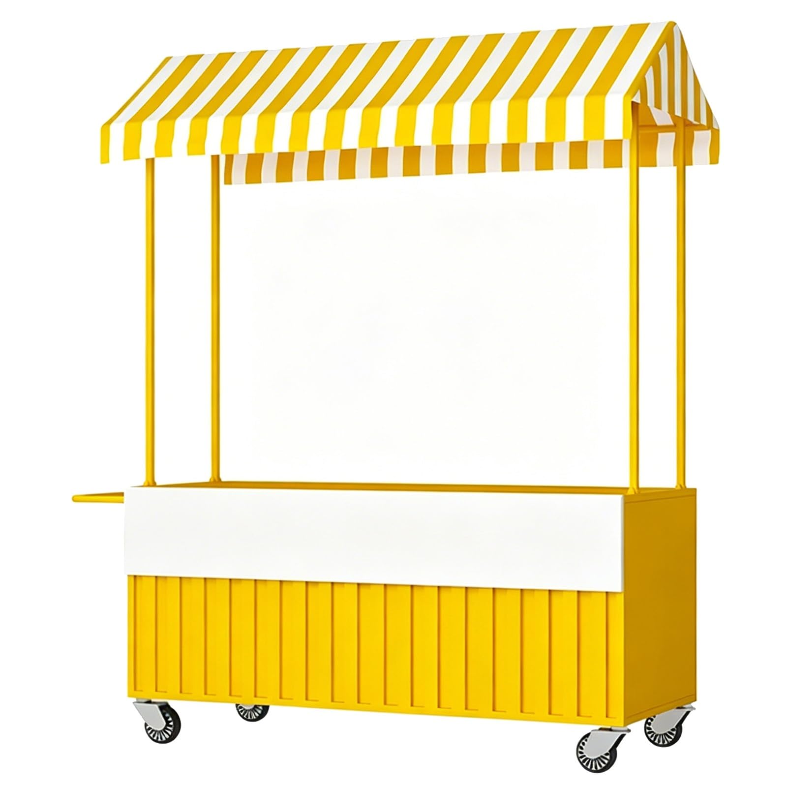 Lxrhlikg Yellow Food Vendor Cart, Farmers Market Stand, Iron, With Canopy, Lockable Wheels, Handrail, For Market, Street Food & Events(Yellow)