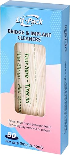 Hilo de esponja fácil de usar para la limpieza de implantes puentes con extremos de plástico rígido e hilo de esponja higiene bucal (1)