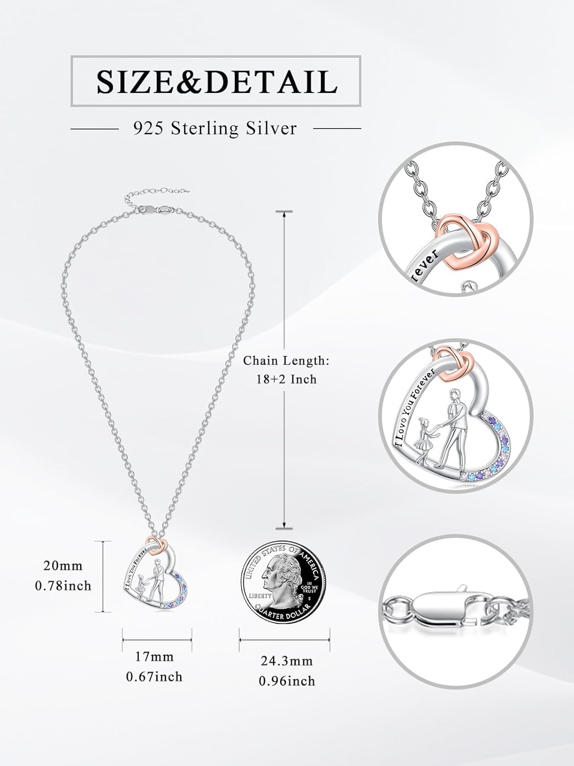 Dorunmo Daughter Gifts from Dad Mom-S925 Sterling Silver To My Daughter Heart Pendant Necklace Gifts from Dad Mom