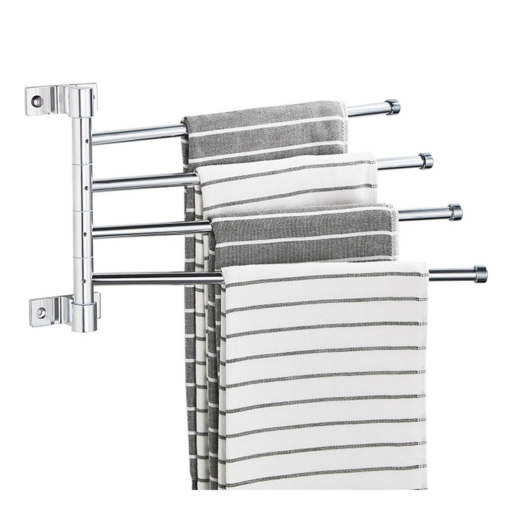 LMYSXAOZ Swivel Towel Rack Bar Rails for Bathroom, Wall Mounted Folding Arm Swing Out Hand Hooks Hanger Holder Space Saving Laundry, Kitchen 4Bars