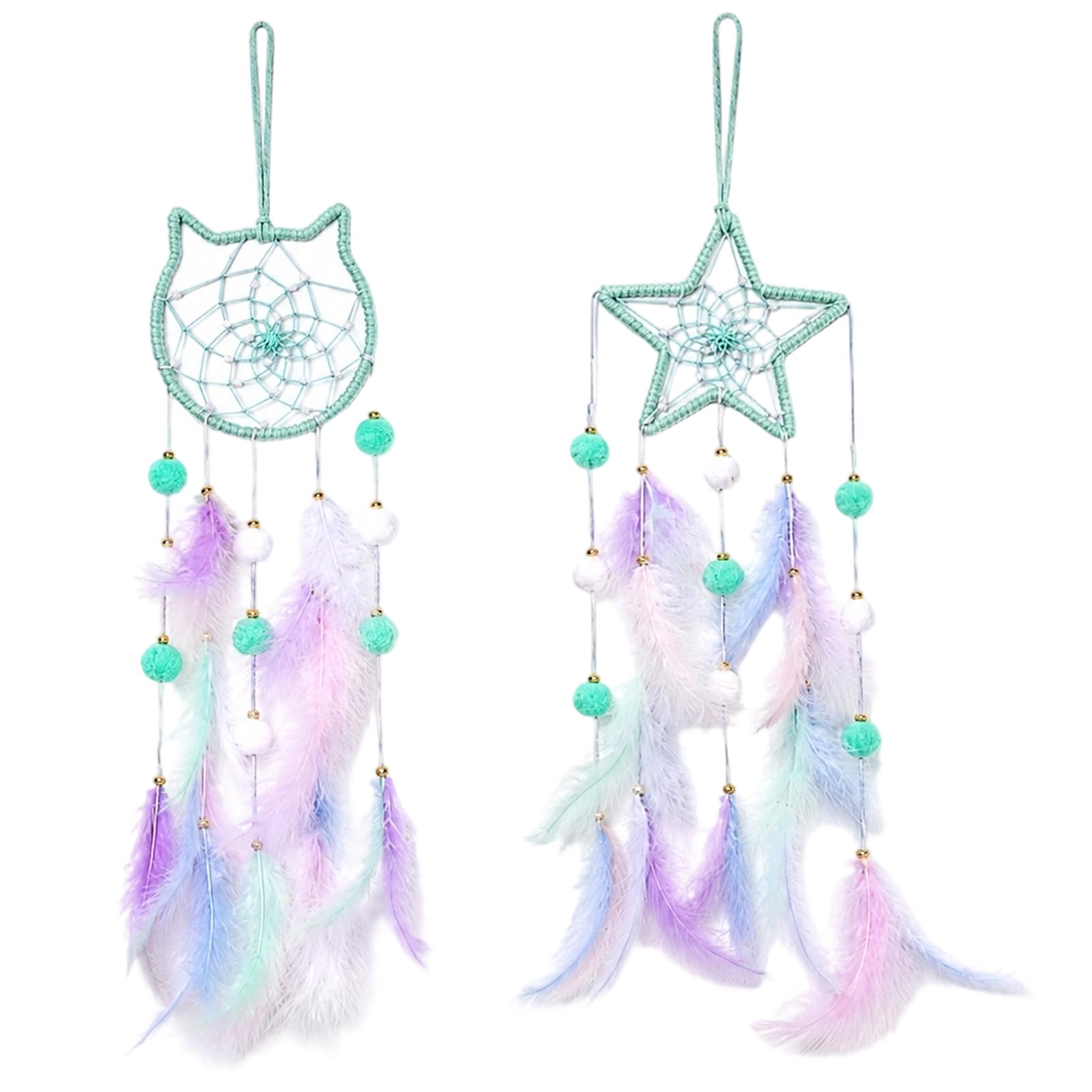 2pcs Dream Catcher, Dream Catcher For Girls, Dreamcatcher Set, Handcrafted Decorative Wall Hanging, Home Decor for Bedroom and Living Space (green)