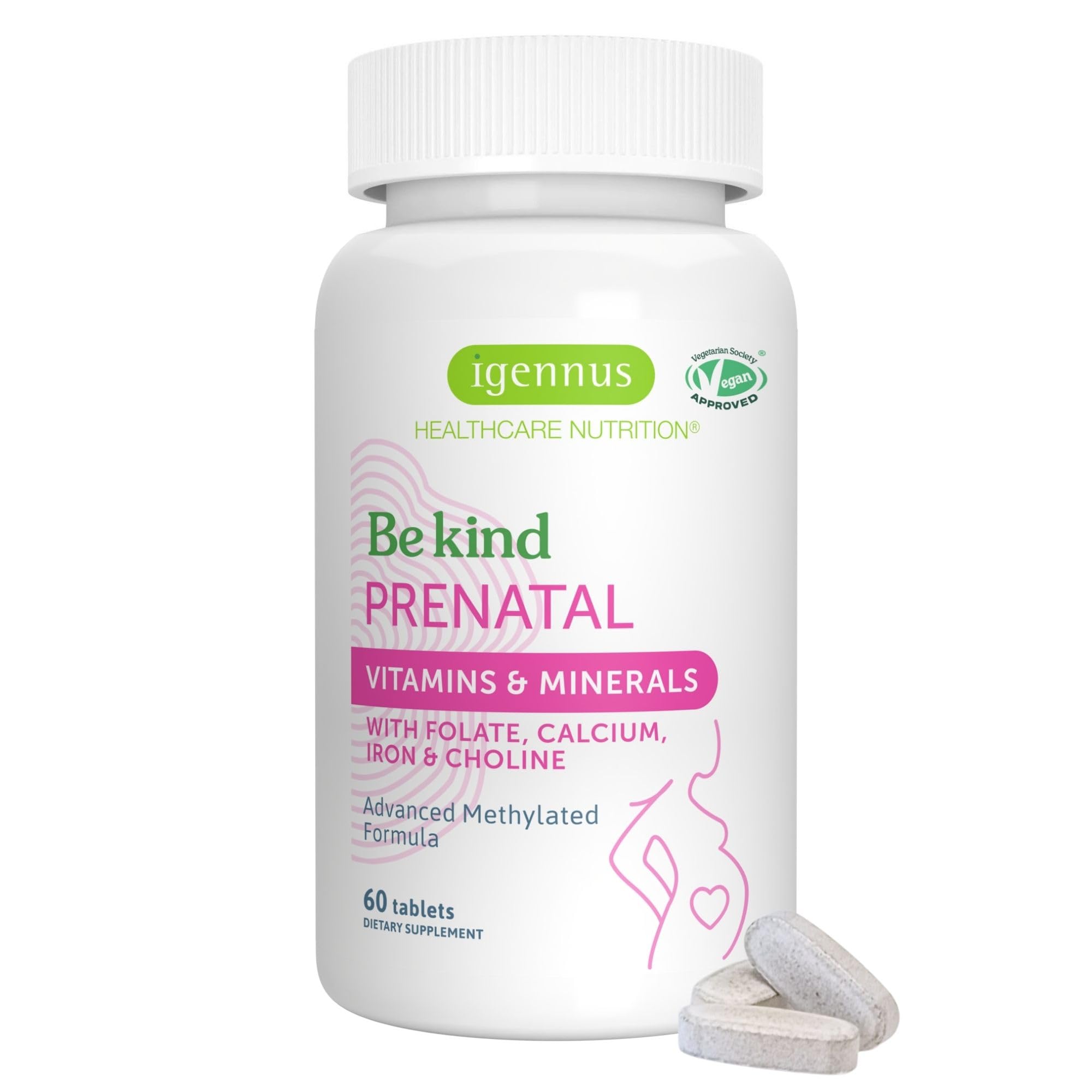 Igennus Methylated Prenatal Multivitamin, Folate for MTHFR, Pure &amp; Clean