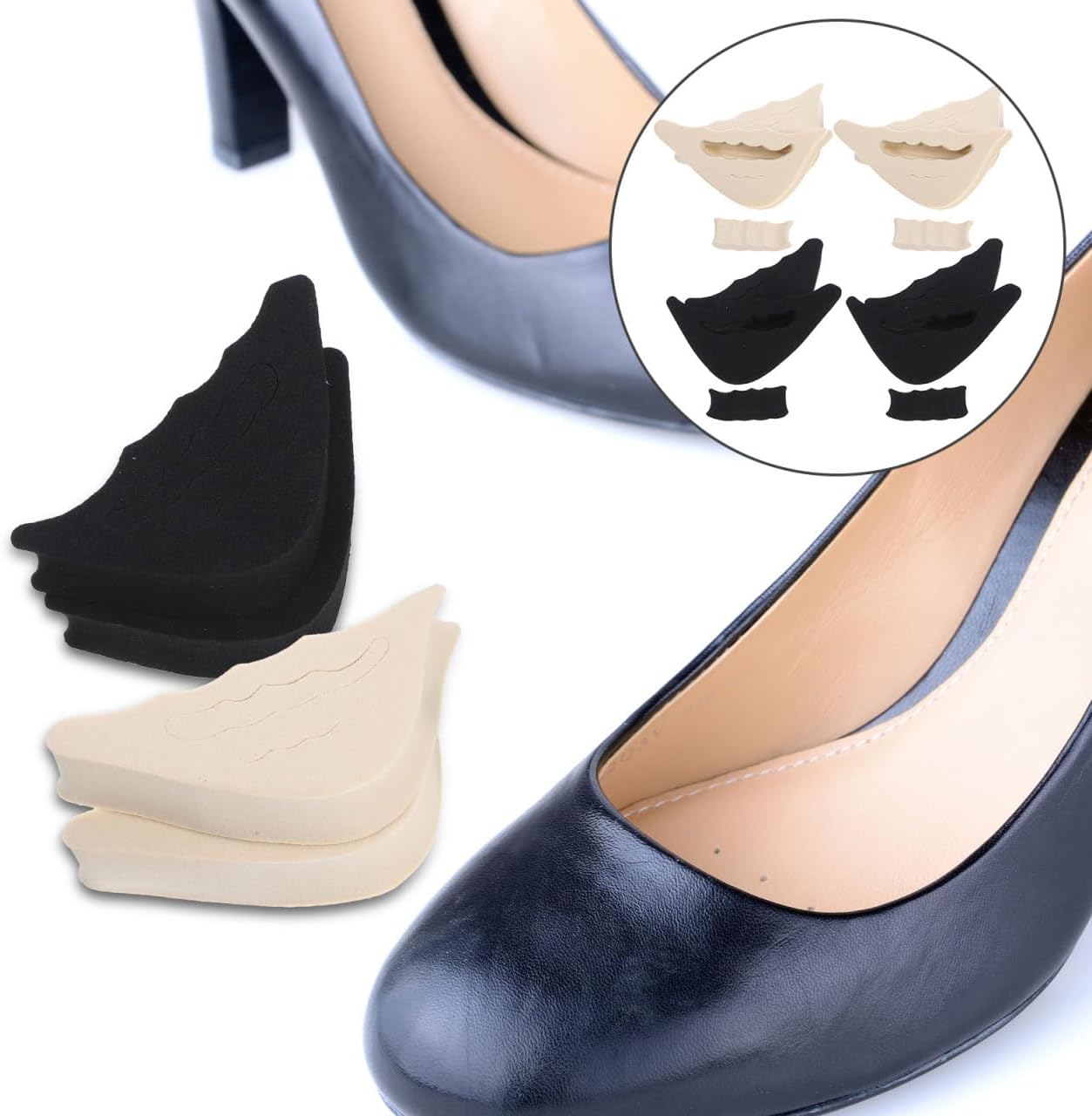 Reusable Shoe Fillers Thickened Shoe Inserts for Women Pumps Breathable Size Reducer Cushions for Too Big Shoes Comfortable Fit 4 Pairs image 3