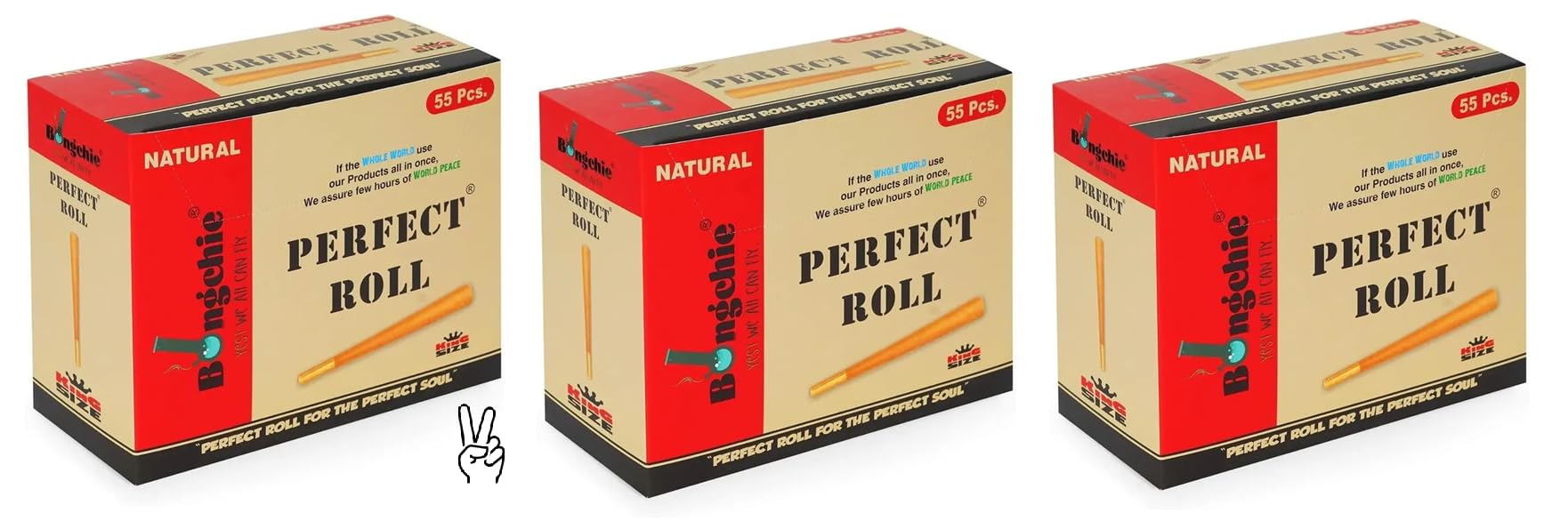 Bongchiie/Perfect Roll/Natural/King Size/ 55 Pcs in 1 Box, Slow Burning Perfect Paper Roll (Pack of 3 Boxes)-image-4