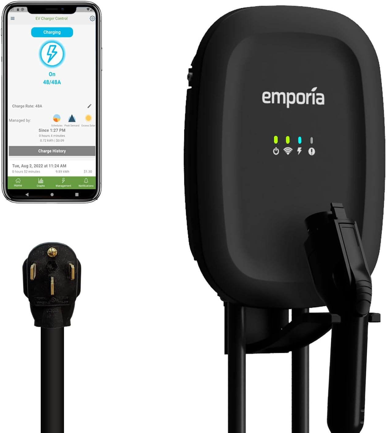 Emporia EV Charger Level 2, 48 amp Indoor/Outdoor Electric Car Charger