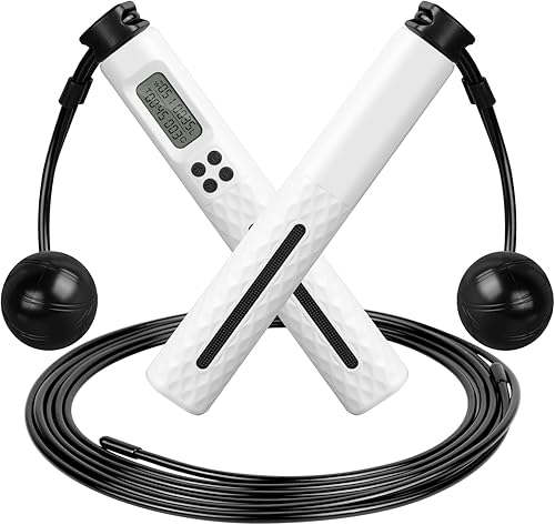 AiQInu Adult Skipping Rope, Skipping Rope, Jump Rope with Timer and Calorie Counter, Jumping Rope, Adjustable Jump Rope