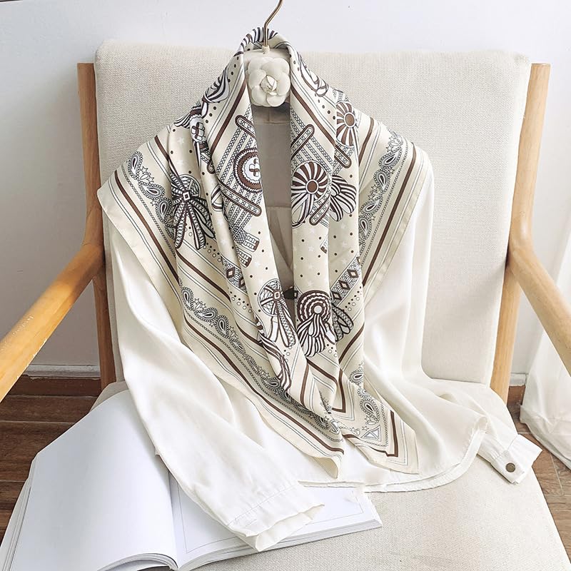 Image of Printed Poly Silken feel Scarf Stole for Women | Stylish, Soft, & Lightweight | Satin Feel Neck Scarf, Hair Scarf, Head Scarf for Women | Square Silk Stole for Handbag