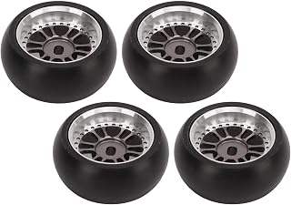 Pneu de Deriva RC, 4 Unidades de Pneus de Carro RC Amortecimento Forte, Jantes de Roda de Alta Resistência à Abrasão para Carro RC 1/28 (Cor Titânio)