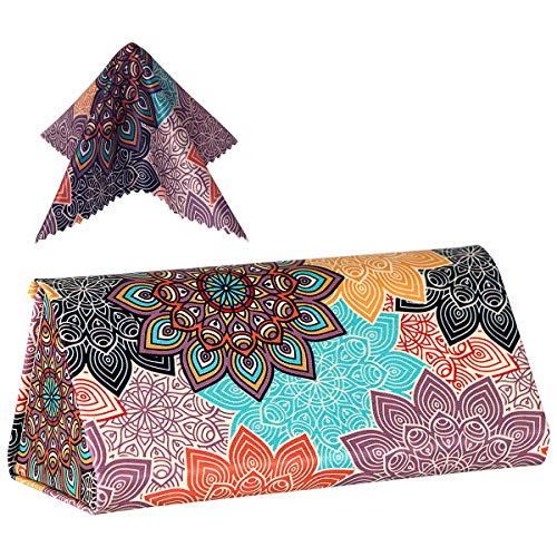 Image of Foldable Glass Sunglasses Case, Leather Portable Eyeglass Case for Men & Women