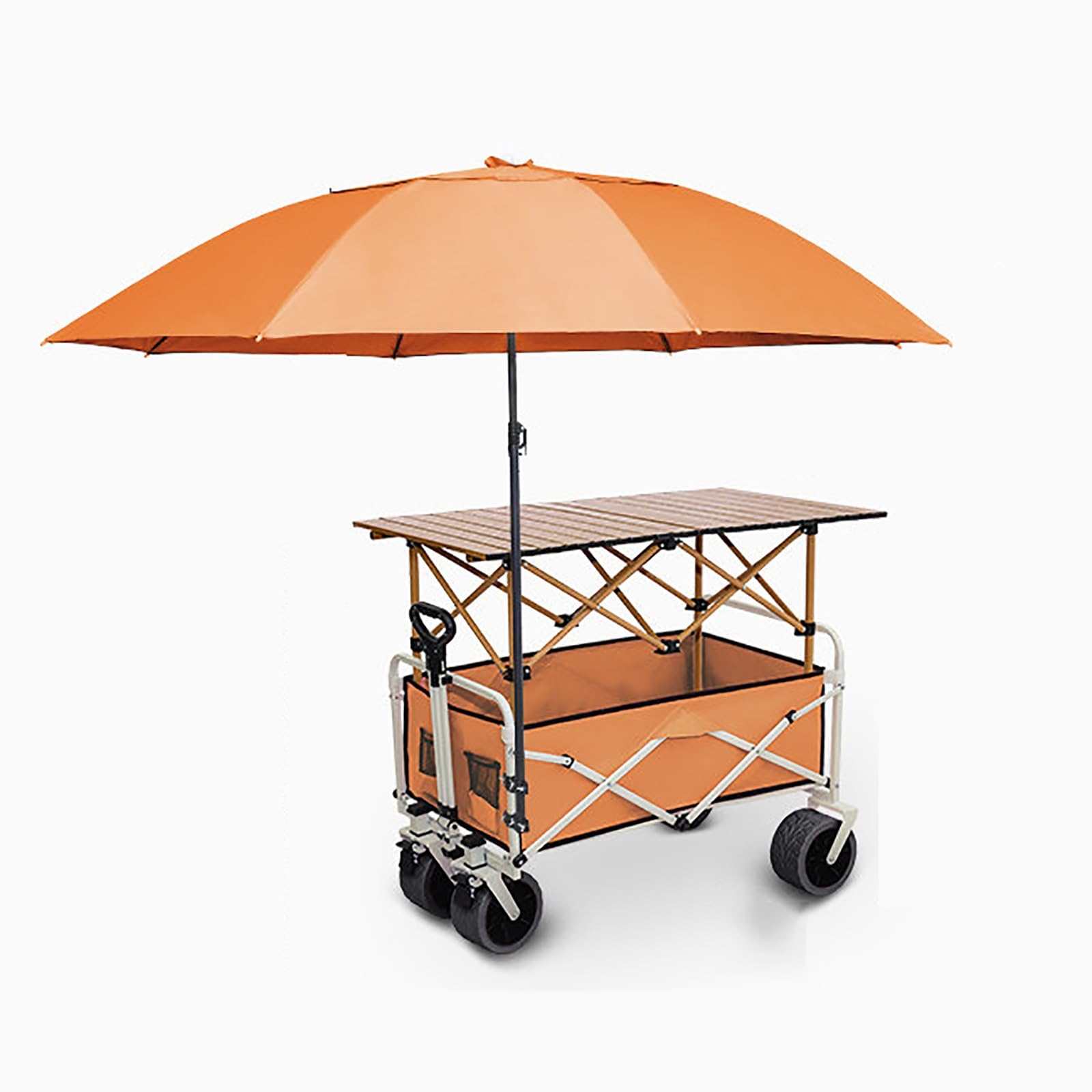 Foldable Outdoor Vendor Cart, Heavy-Duty Mobile Street Food Display Stand