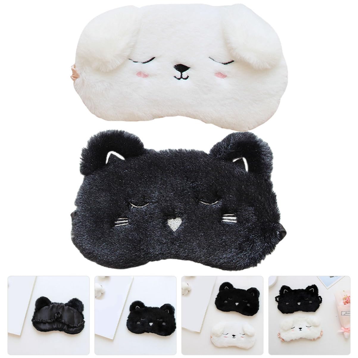 Beavorty 5 Sätze Herren Schlafmaske Karikatur Masken Bausatz Gel-augenmaske Gesichtsmaske Maske Gesicht Lidschatten Schöner Blindgänger Tieraugenmaske Plüsch 2 Stück * 5