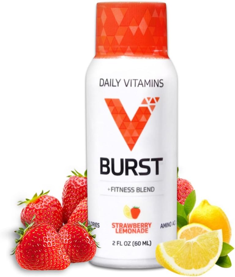 VBURST Fitness Blend, Amino Acid Infused Liquid Multivitamin Shot, Strawberry Lemonade, 2 fl oz (12 Pack),
