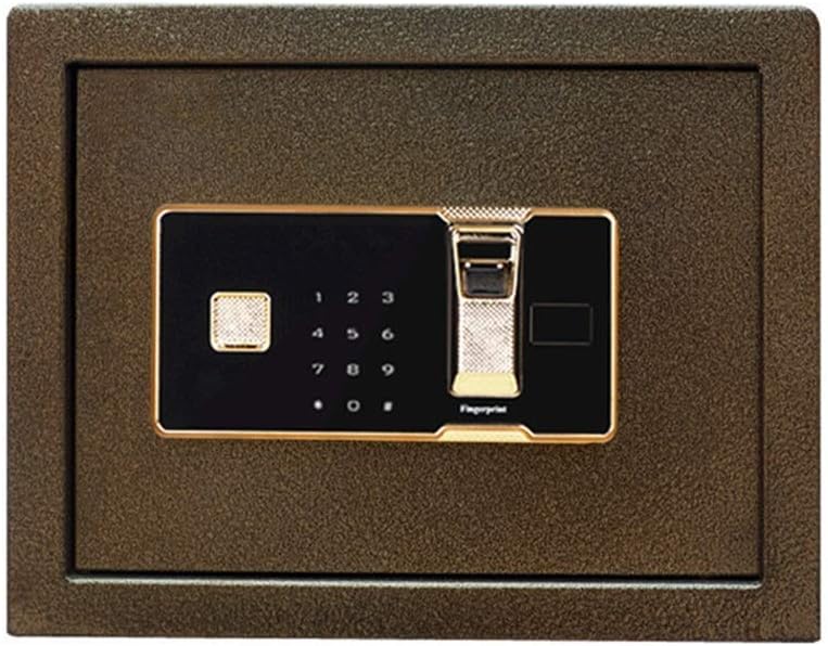 Steel 30cm High Intelligent Deposit Box Small Fingerprint Password for Storing Valuables (Color Bronze,Size : 30x30x30cm) Safe